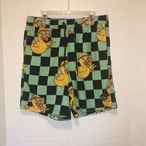 NEFF MENS SIZE MEDIUM DUCKY SHORTS TIE FRONT WITH 2 FRONT POCKETS AND 1 BACK